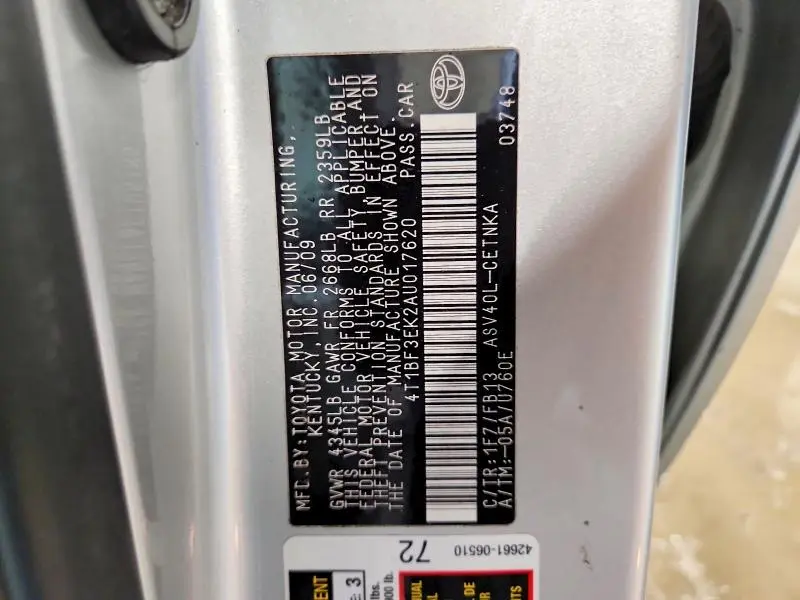 2010 TOYOTA CAMRY LE  