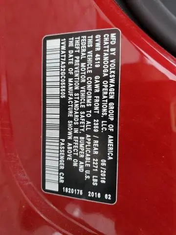 2016 VOLKSWAGEN PASSAT S  