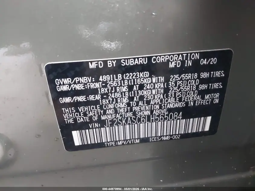 2020 SUBARU FORESTER LIMITED