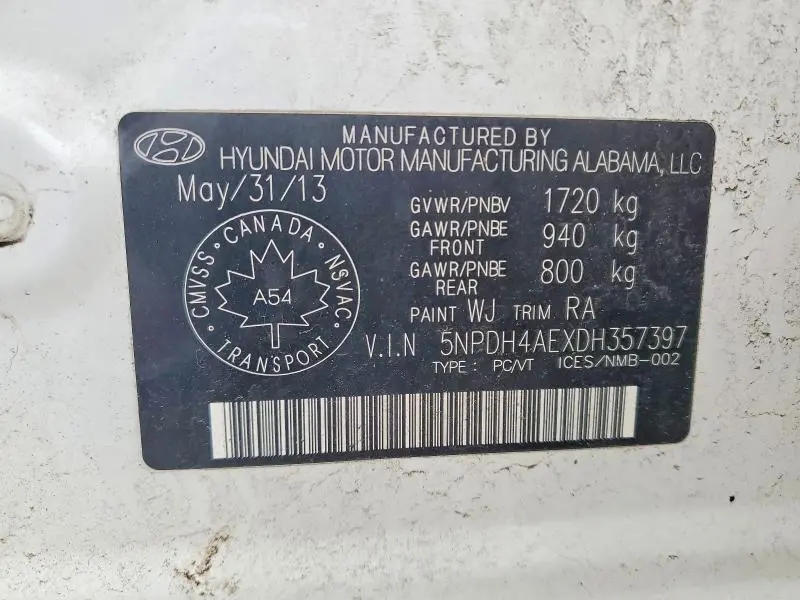 2013 HYUNDAI ELANTRA GLS  