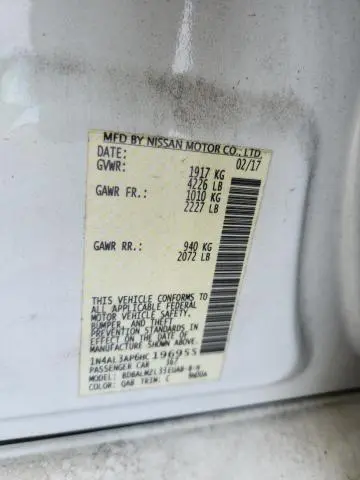 2017 NISSAN ALTIMA 2.5  