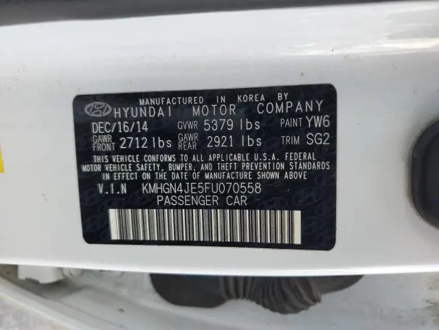 2015 HYUNDAI GENESIS 3.8L  