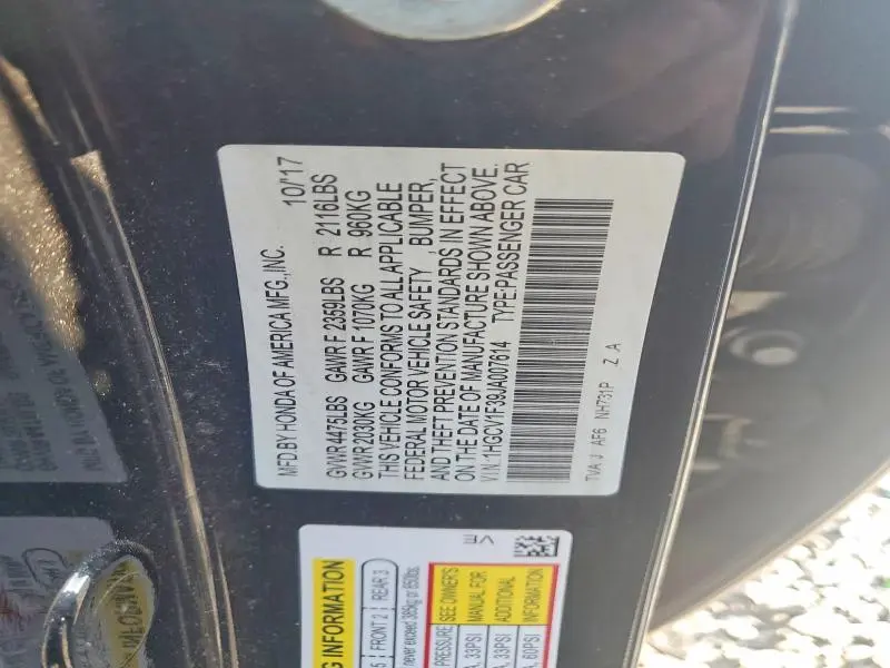 2018 HONDA ACCORD SPORT  