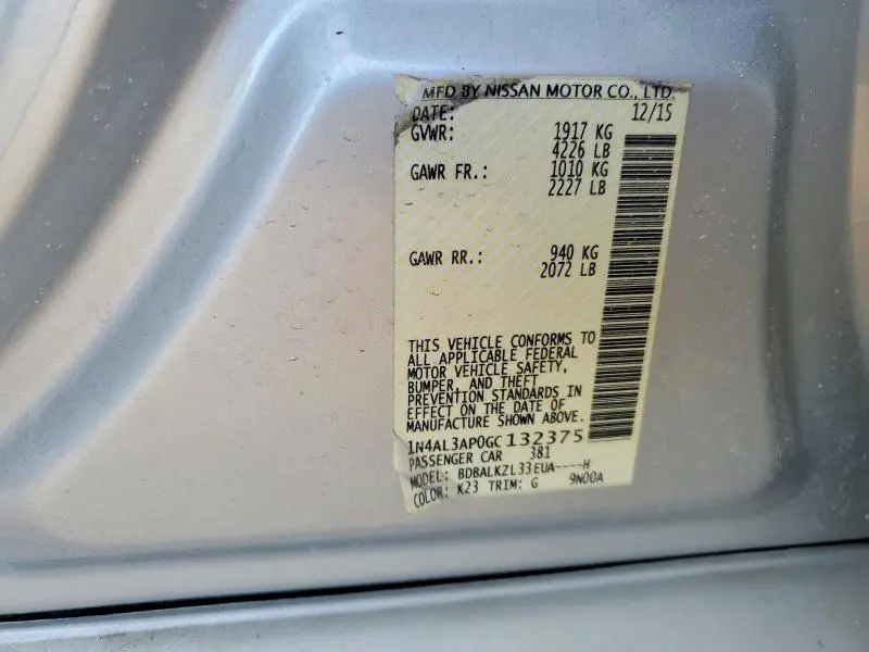 2016 NISSAN ALTIMA 2.5  