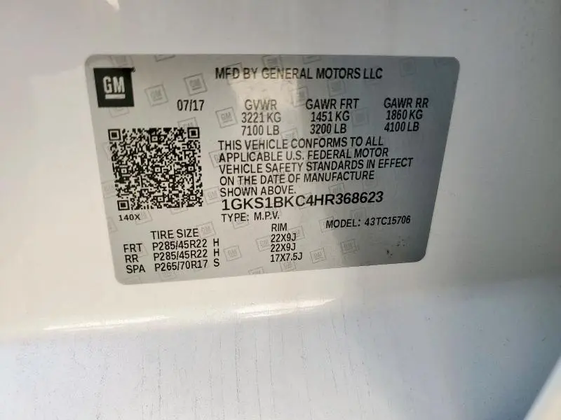 2017 GMC YUKON SLT  
