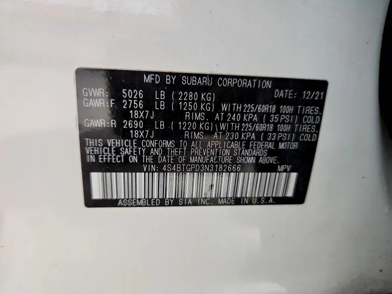 2022 SUBARU OUTBACK TOURING  