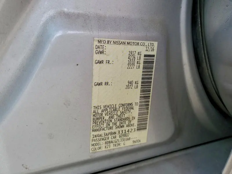 2017 NISSAN ALTIMA 2.5  