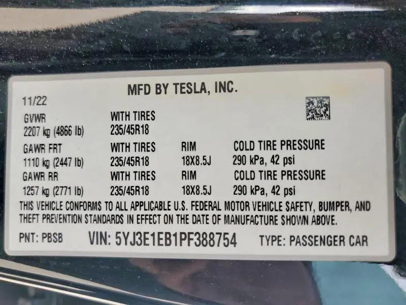 2023 TESLA MODEL 3   