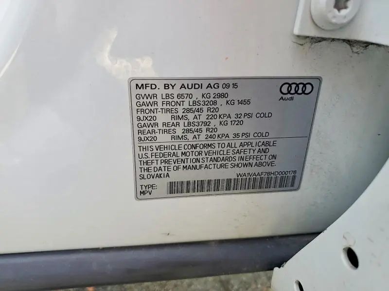 2017 AUDI Q7 PRESTIGE  