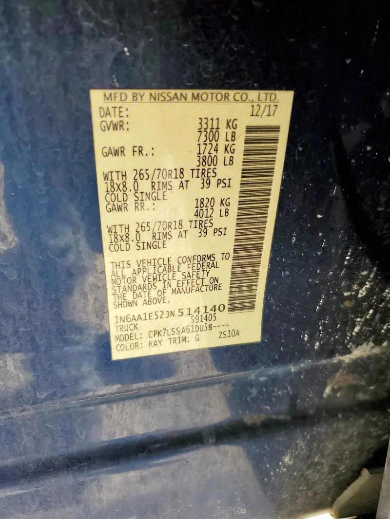2018 NISSAN TITAN SV  