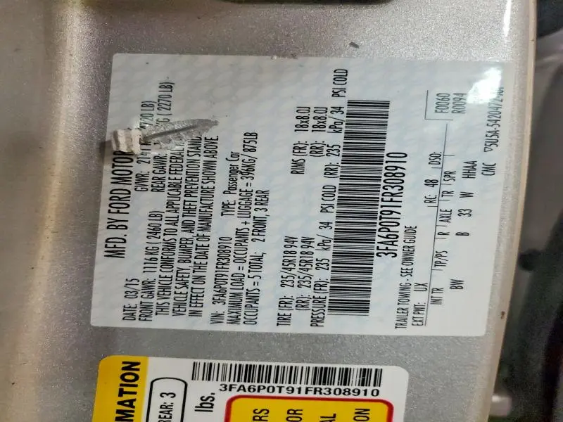 2015 FORD FUSION SE  