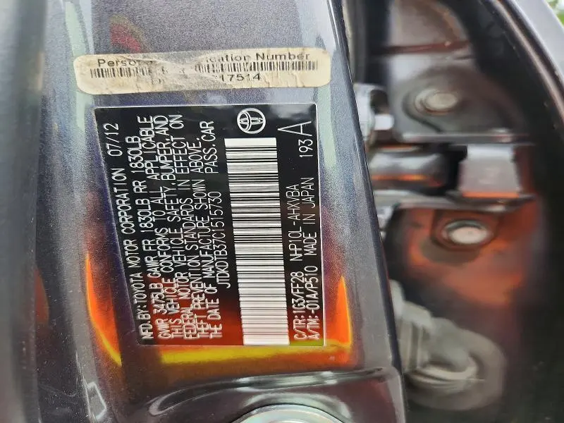 2012 TOYOTA PRIUS C TWO  