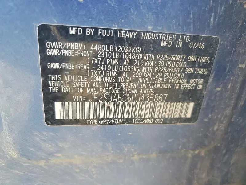 2017 SUBARU FORESTER 2.5I PREMIUM  