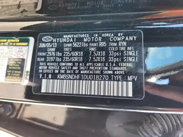 2013 HYUNDAI SANTA FE GLS  