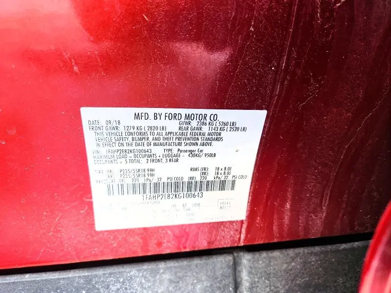 2019 FORD TAURUS SEL  