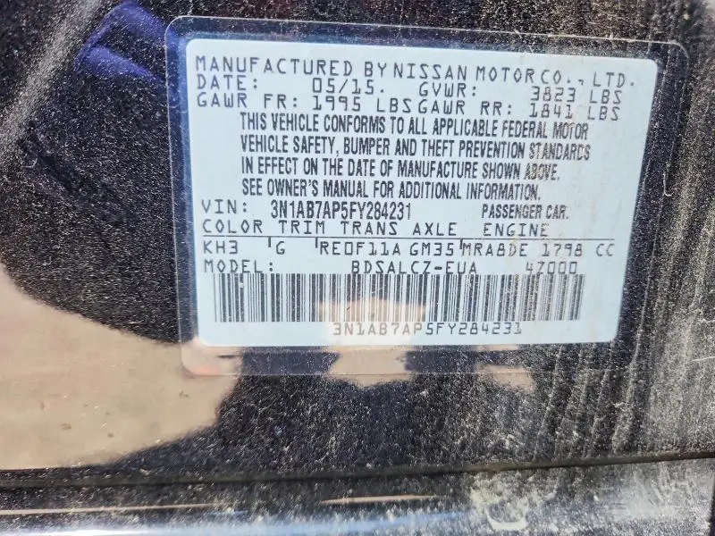 2015 NISSAN SENTRA S  