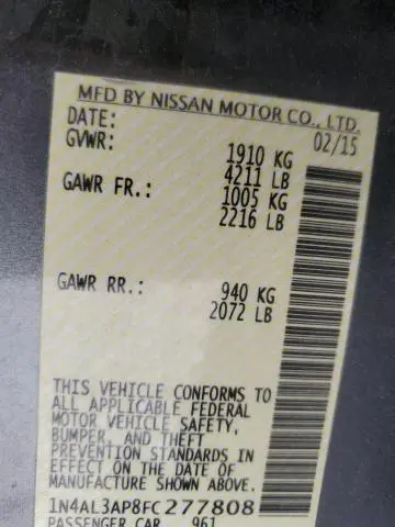 2015 NISSAN ALTIMA 2.5  
