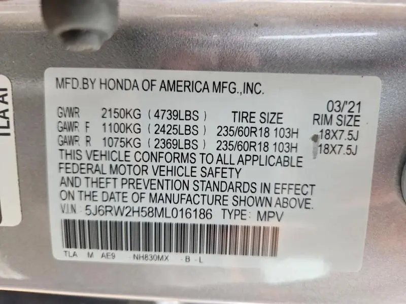 2021 HONDA CR-V EX  