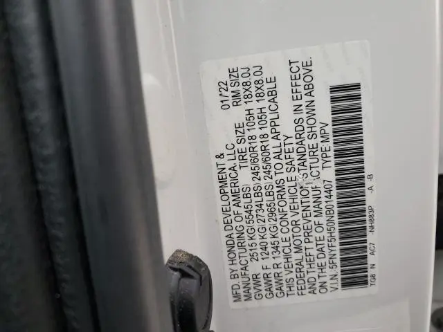 2022 HONDA PILOT EXL  