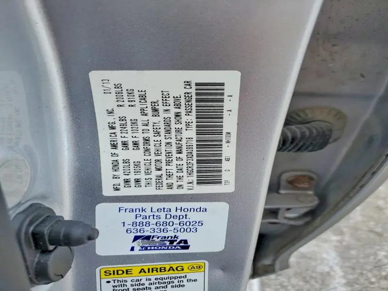 2013 HONDA ACCORD LX  