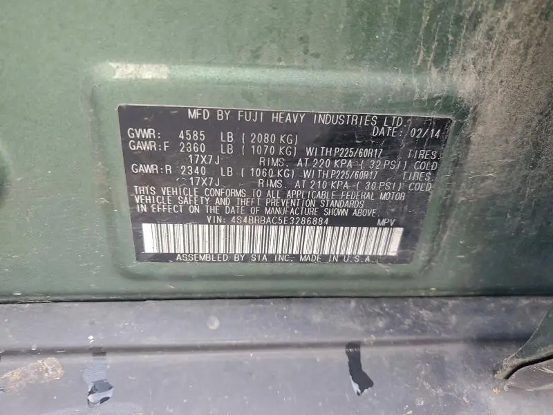 2014 SUBARU OUTBACK 2.5I  