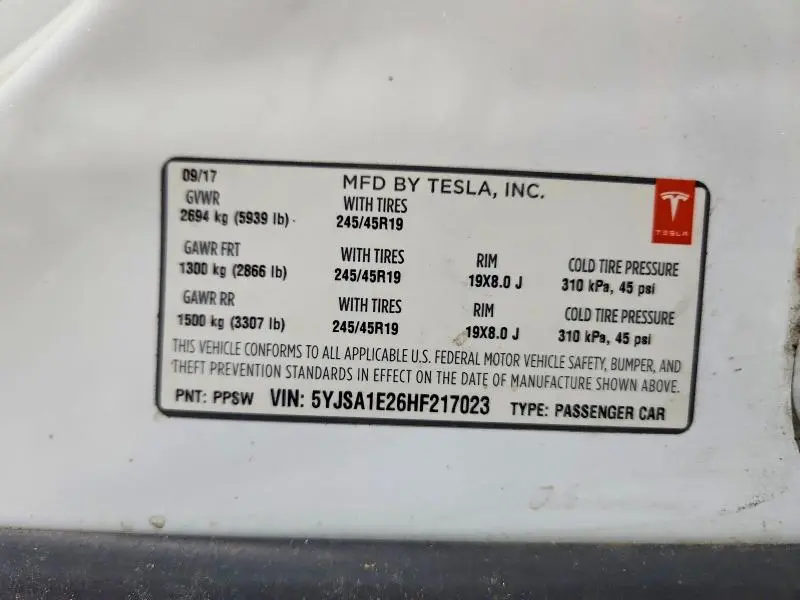 2017 TESLA MODEL S   