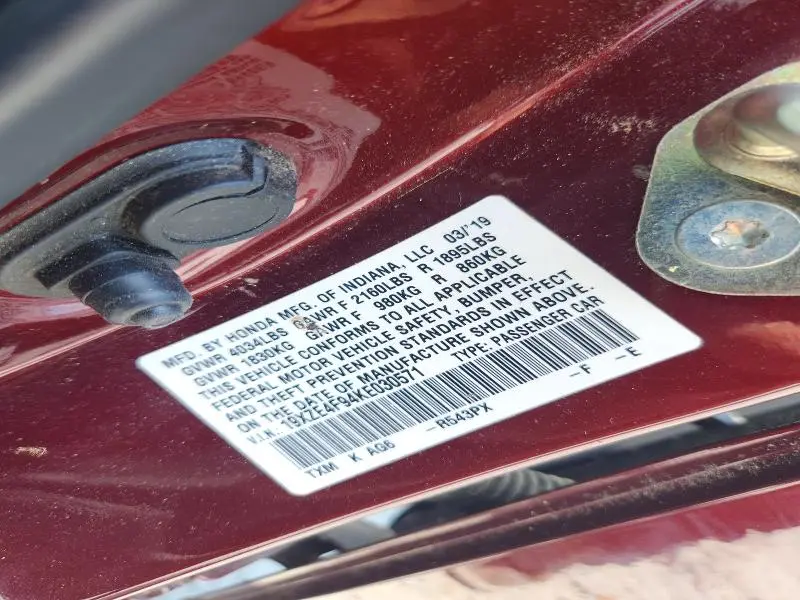 2019 HONDA INSIGHT TOURING  