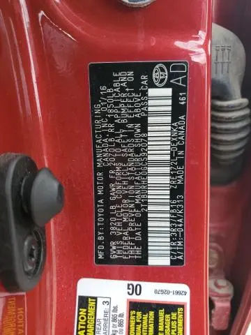 2016 TOYOTA COROLLA L  