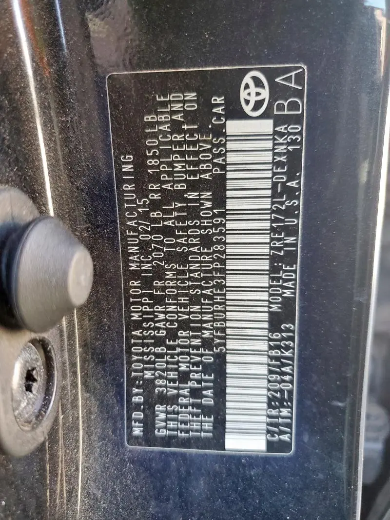 2015 TOYOTA COROLLA L