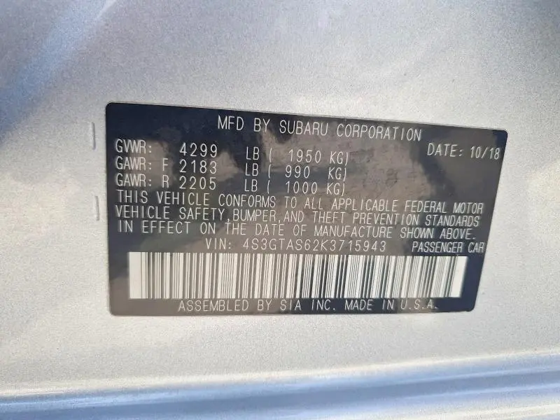 2019 SUBARU IMPREZA   