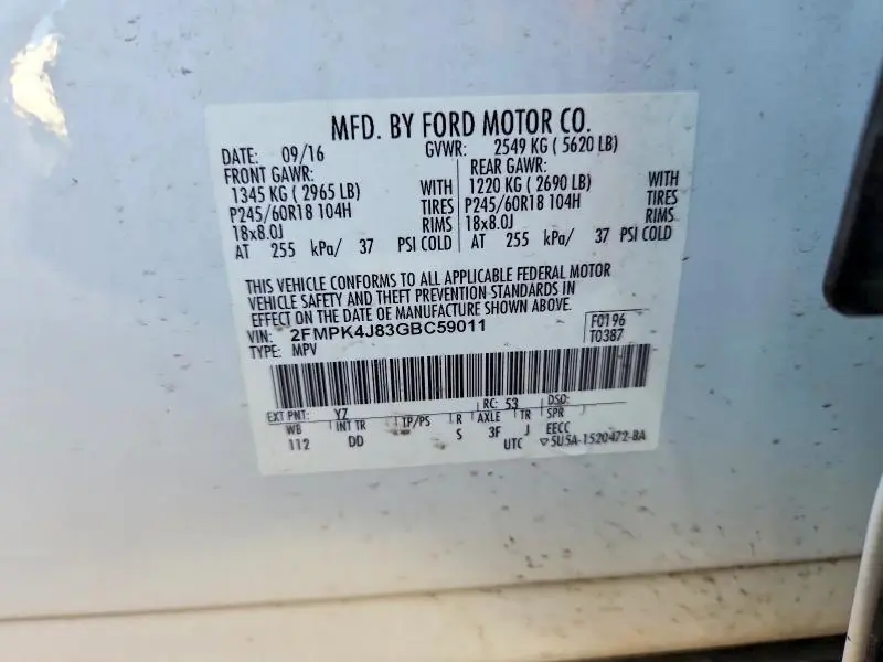 2016 FORD EDGE SEL  