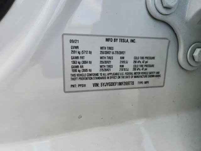 2021 TESLA MODEL Y   