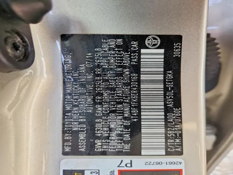 2014 TOYOTA CAMRY XLE  