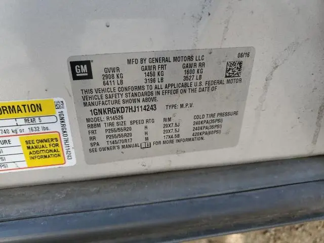 2017 CHEVROLET TRAVERSE LT  