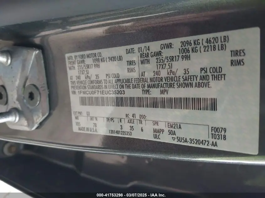 2014 FORD ESCAPE S