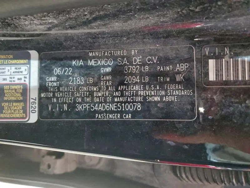 2022 KIA FORTE GT LINE  