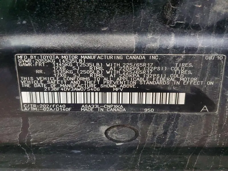 2010 TOYOTA RAV4 BASE  