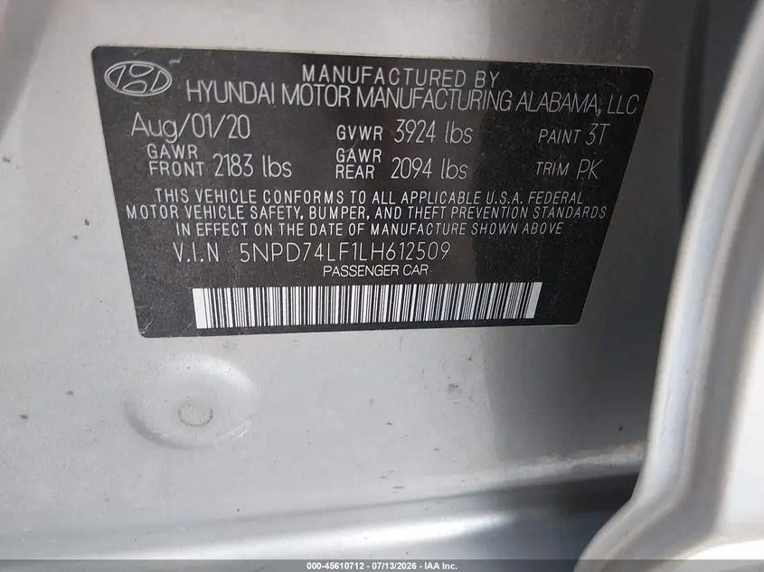 2020 HYUNDAI ELANTRA SE