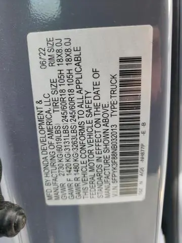 2022 HONDA RIDGELINE BLACK EDITION  