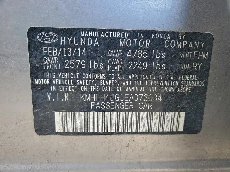 2014 HYUNDAI AZERA GLS  