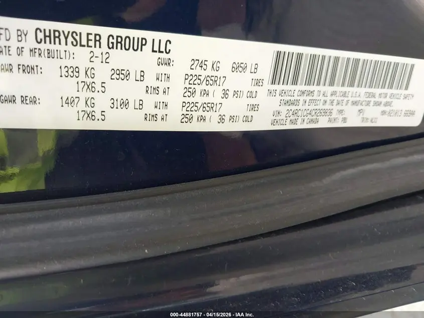 2012 CHRYSLER TOWN & COUNTRY TOURING-L