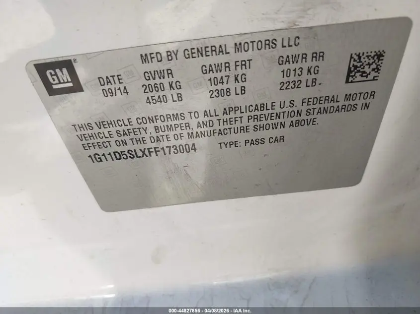 2015 CHEVROLET MALIBU 2LT