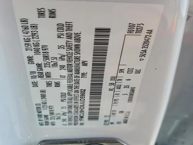 2018 FORD ESCAPE SEL  