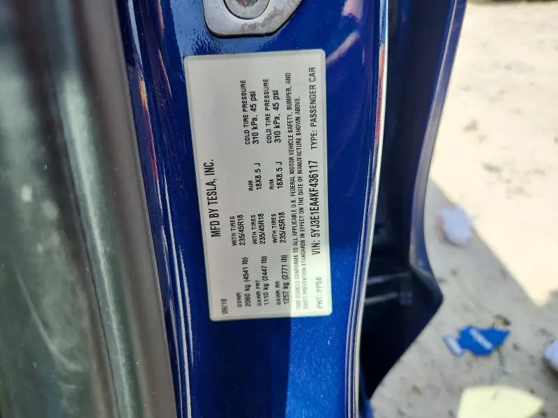 2019 TESLA MODEL 3   