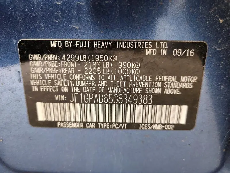 2016 SUBARU IMPREZA PREMIUM  