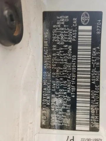 2015 TOYOTA CAMRY LE  