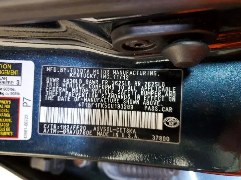 2012 TOYOTA CAMRY SE  