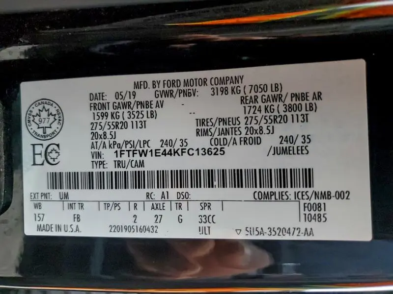 2019 FORD F150 SUPERCREW  