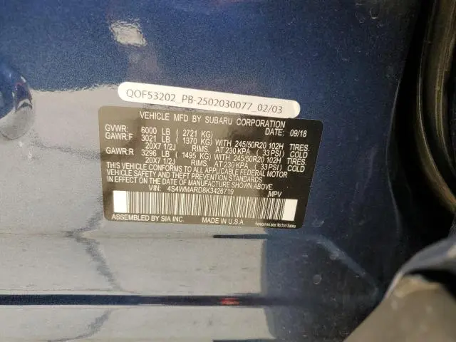 2019 SUBARU ASCENT TOURING  