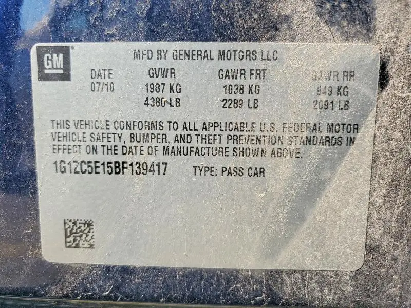 2011 CHEVROLET MALIBU 1LT  
